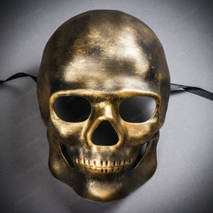 Skull Halloween Masquerade Full Face Mask - Black Gold